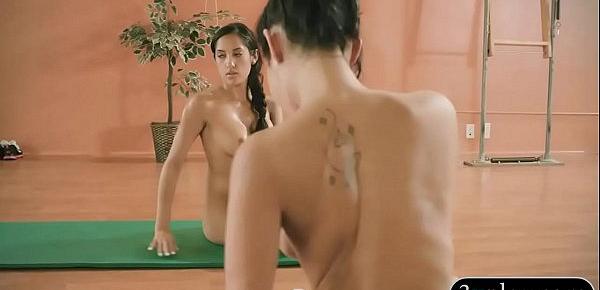  Busty teacher yoga exercises while naked